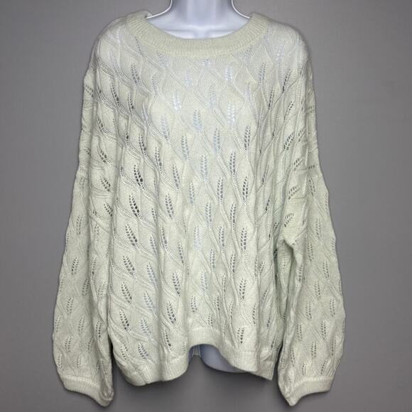 NWT Boden Wool Blend Pointelle Knit Sweater Avacado Cream Womens Sz 20/22 - Picture 1 of 7